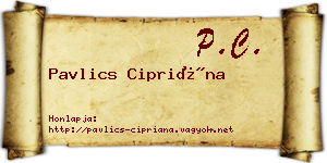 Pavlics Cipriána névjegykártya